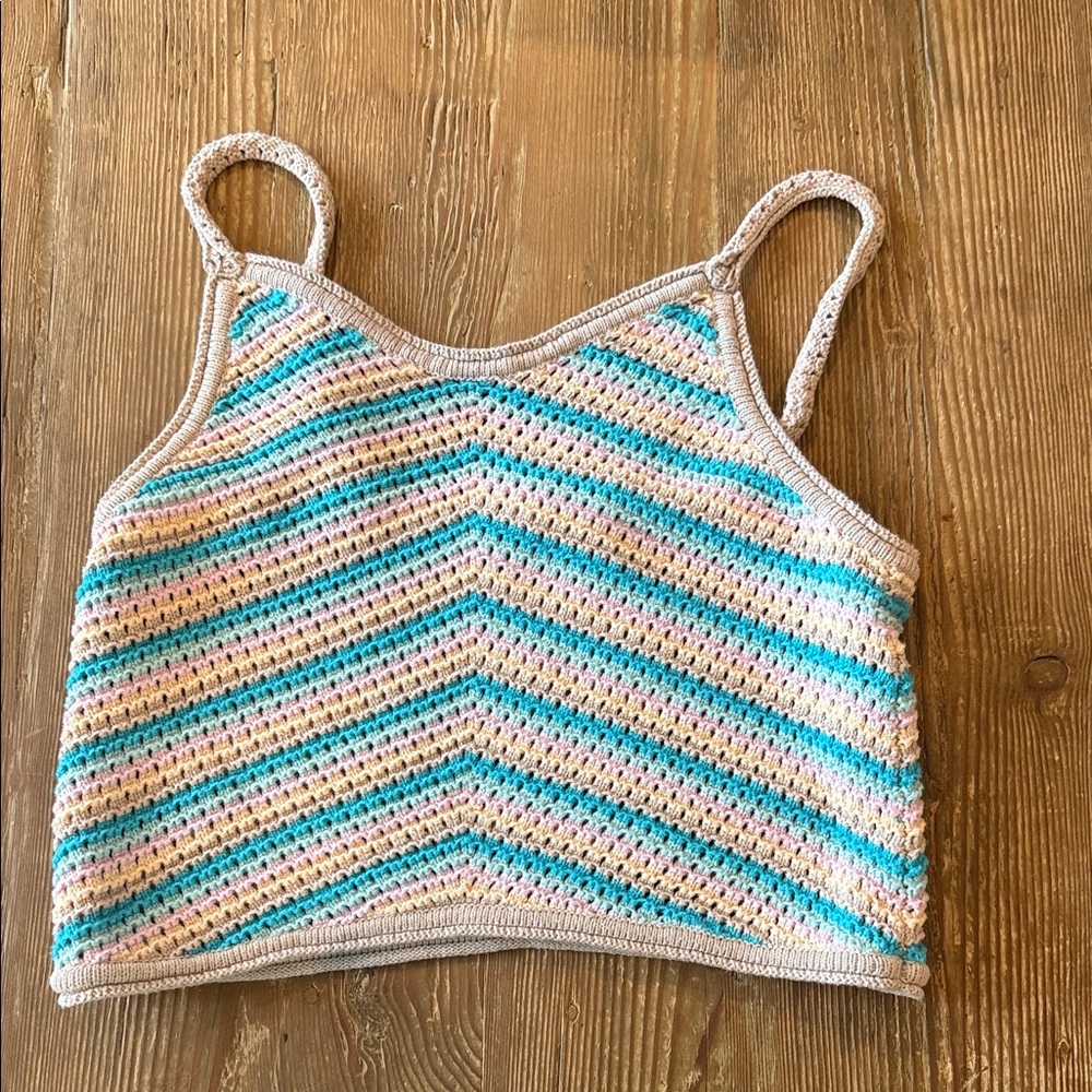 Full Tilt Multicolor Crochet crop Tank